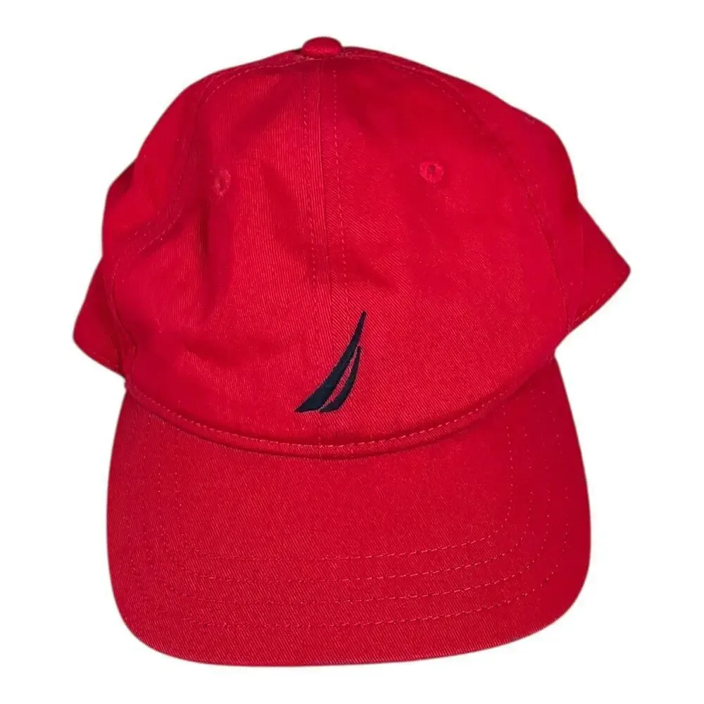 NAUTICA Baseball Cap Red Blue One Size 100% Cotton Used Outdoor Active